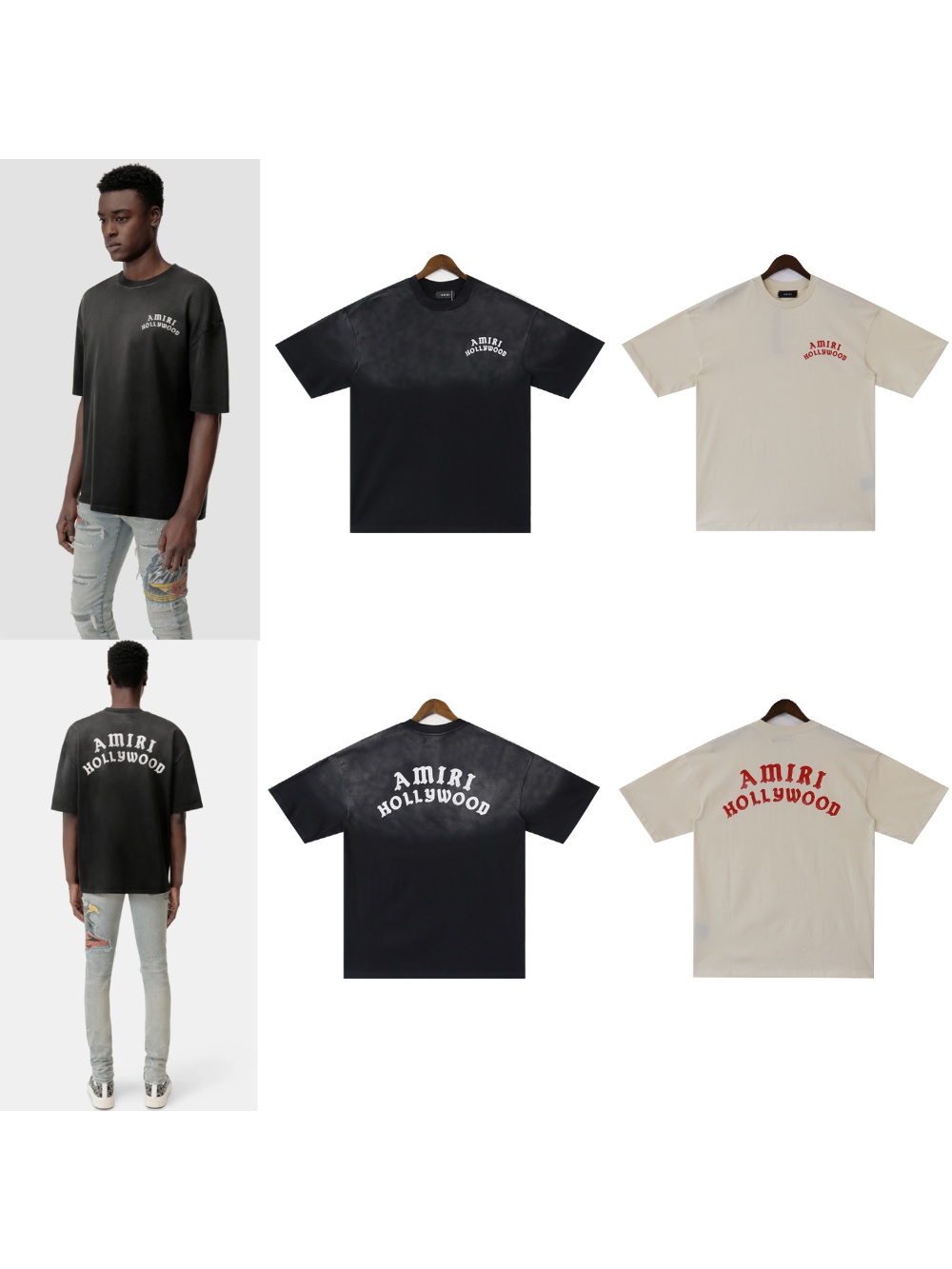 28389227 Hollywood logo Printed Washed Version tee 2 colors