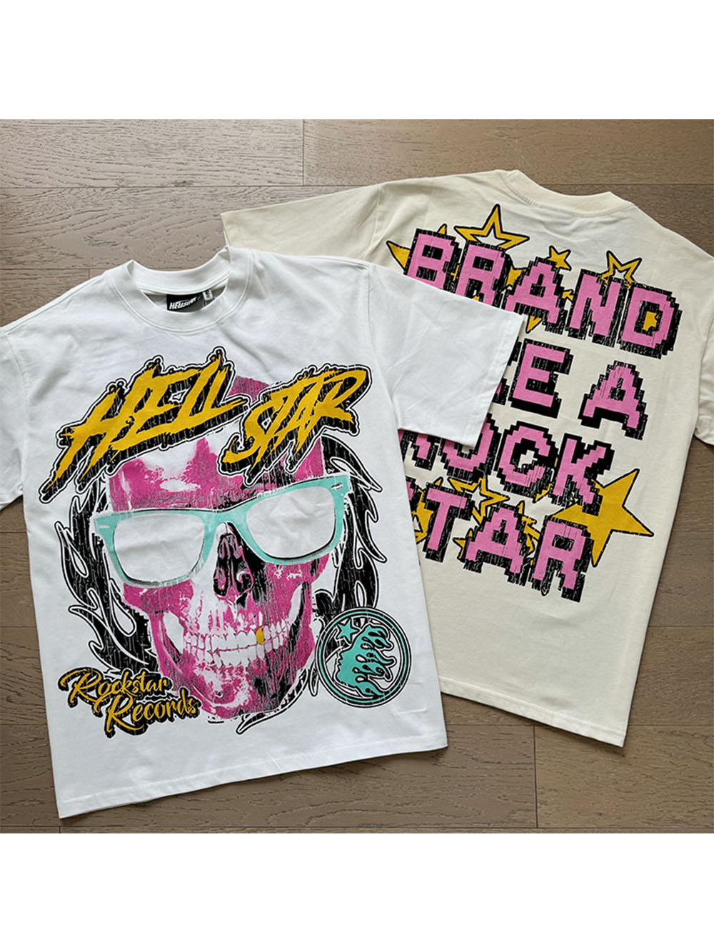 Sunglass Wearing Skull Slogan Print Tee 2 colors