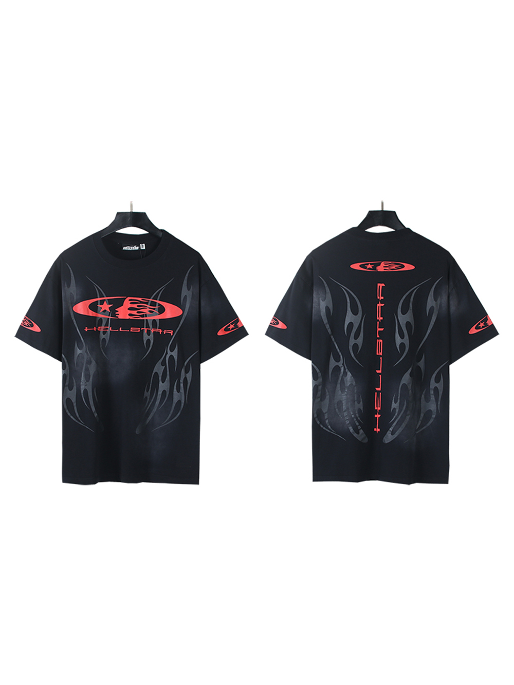 28228126 Dark Flame Red Logo Print Washed Version Tee