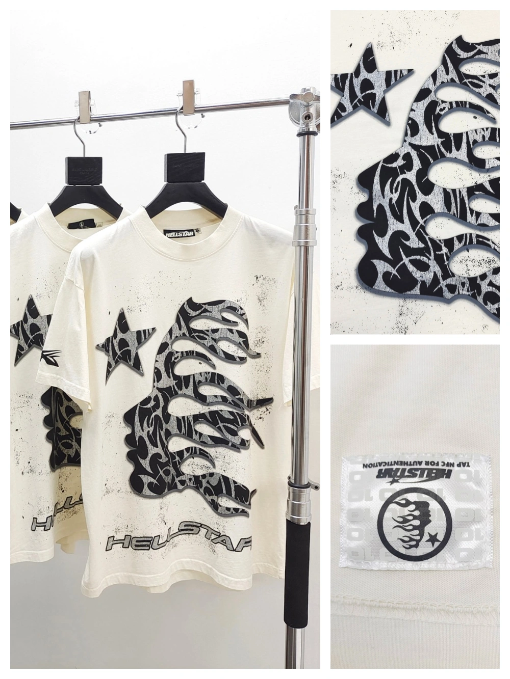 1:1 quality version  Silver Stamped Large Side Face tee with NFC tag