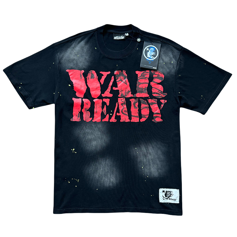 Graffiti Red Letter Side Face Double Printed Washed  Version Tee