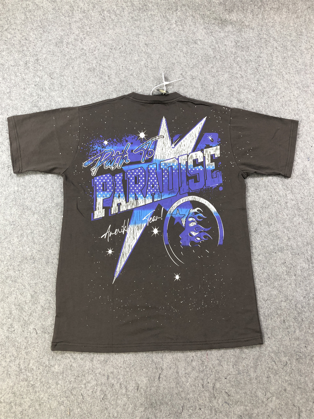 Skeleton astronaut LED lights printed short-sleeved T-shirt