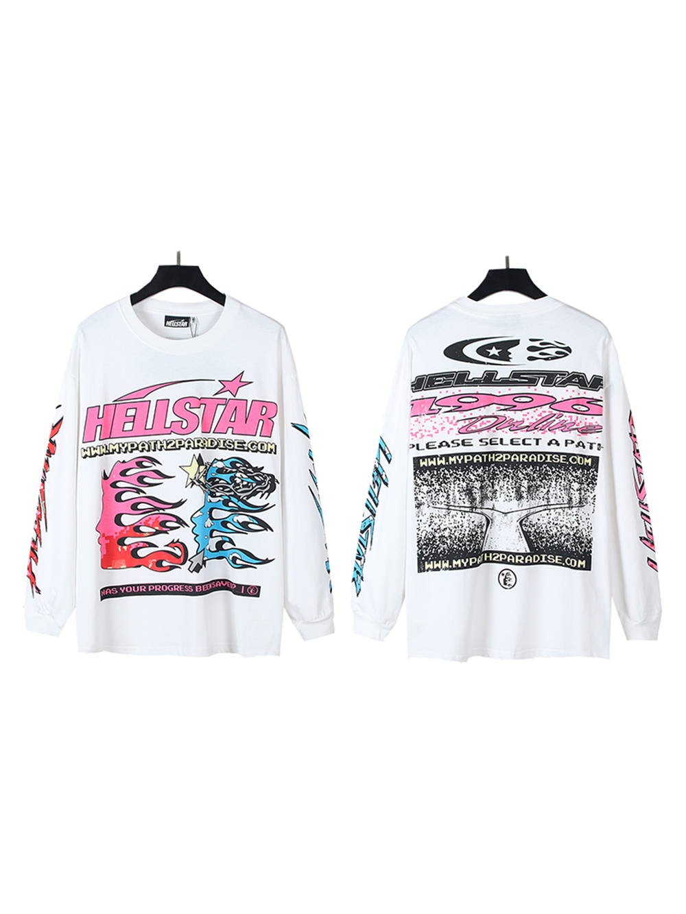 1996 Vintage Website Style Logo Print Long Sleeve T-Shirt
