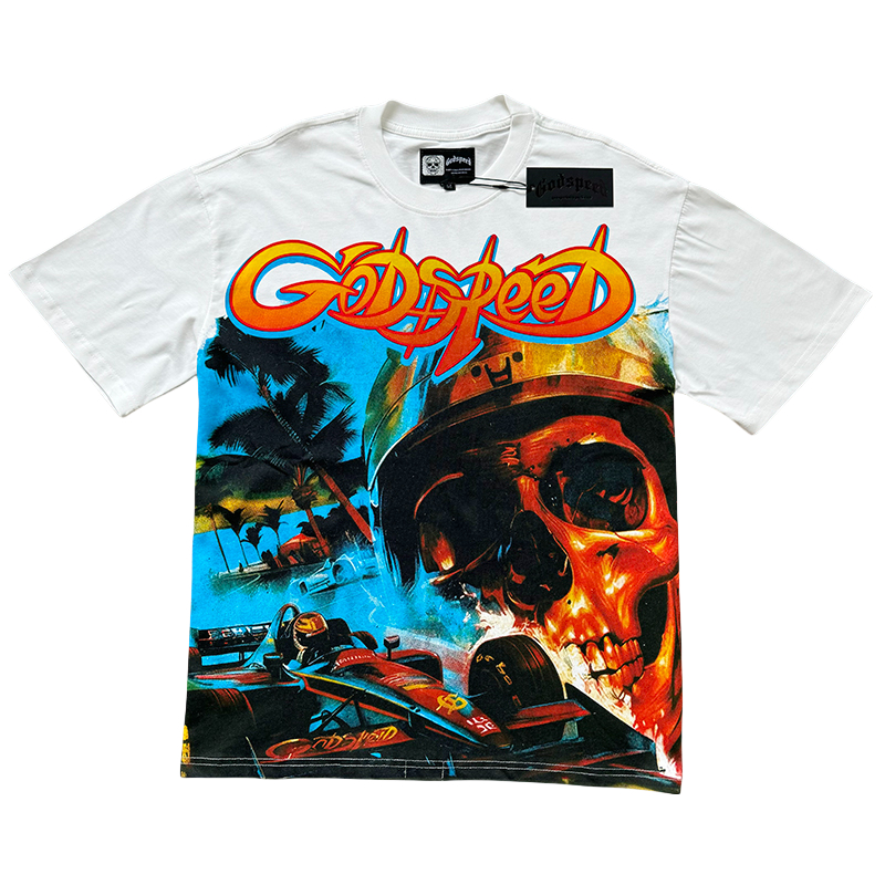 28195219 Racing Skull Coconut Print Washed Version Tee 2 colors