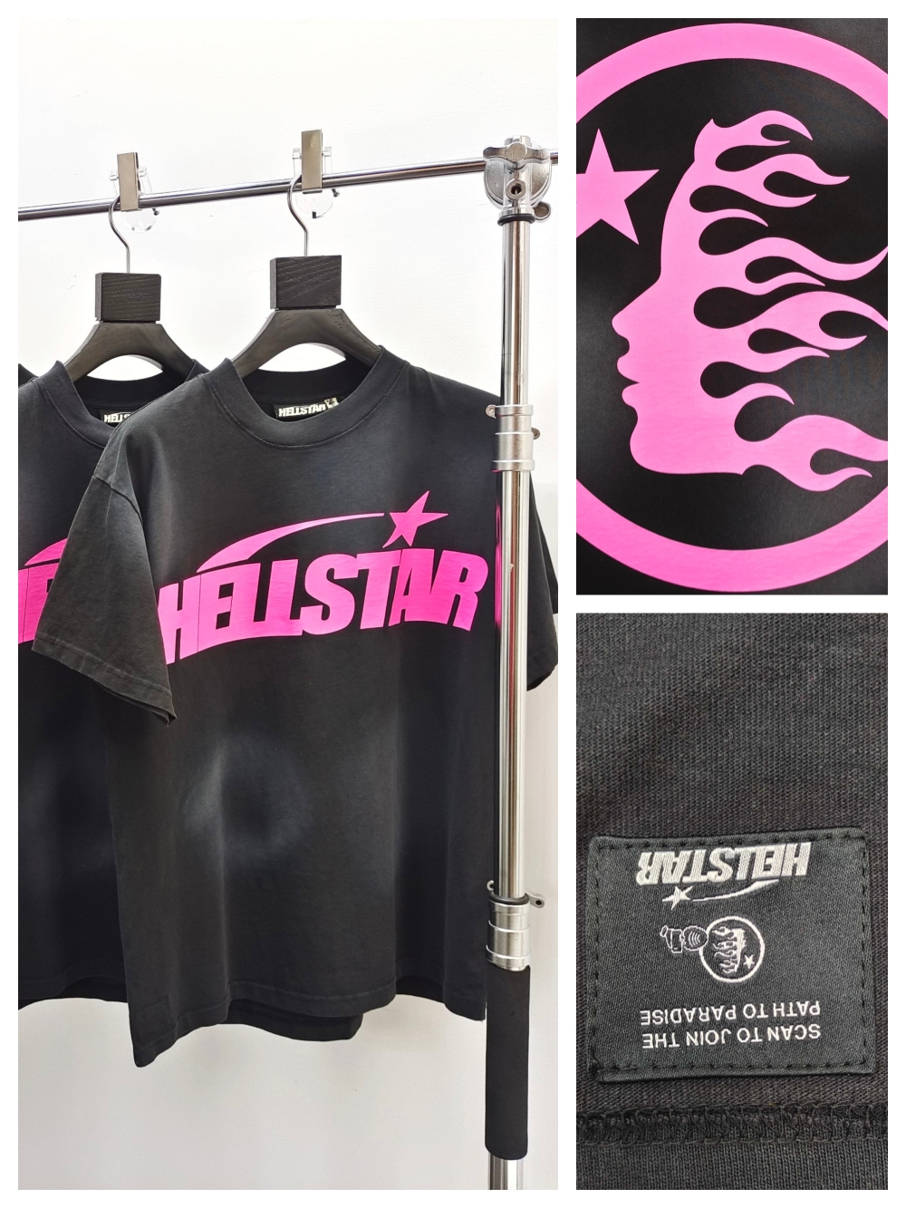 1:1 quality version HS Rose Classic Letter Print Tee with NFC tag