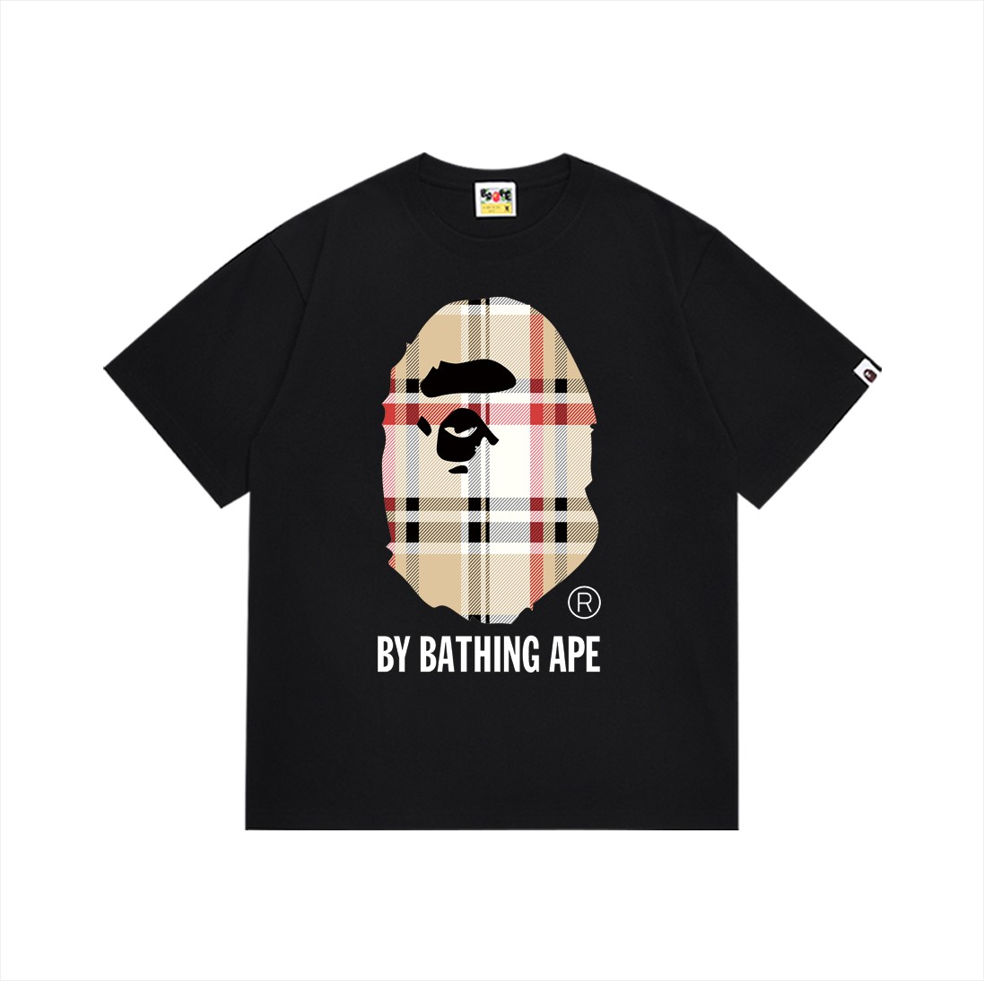 Plaid Ape Head Letter Print Tee 2 colors