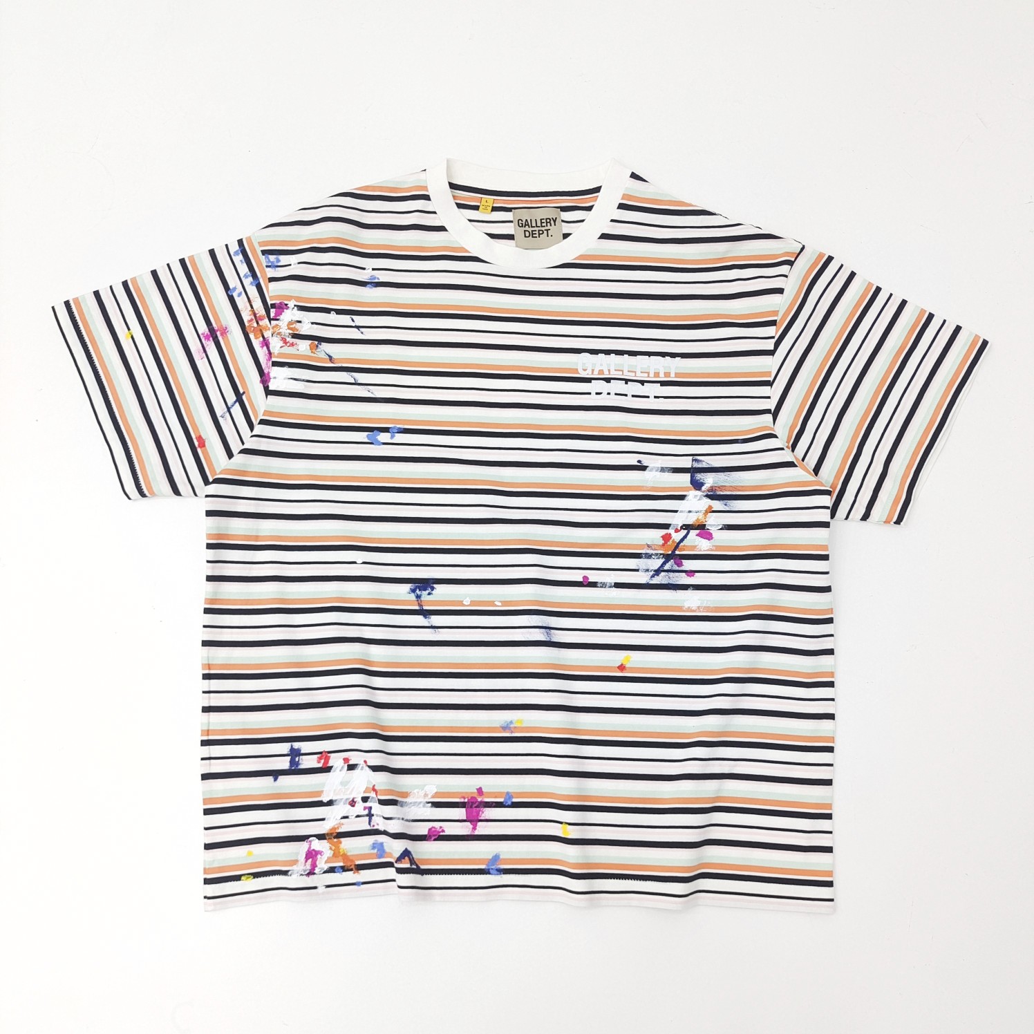 1:1 quality version Color Stripe Ink Splash tee