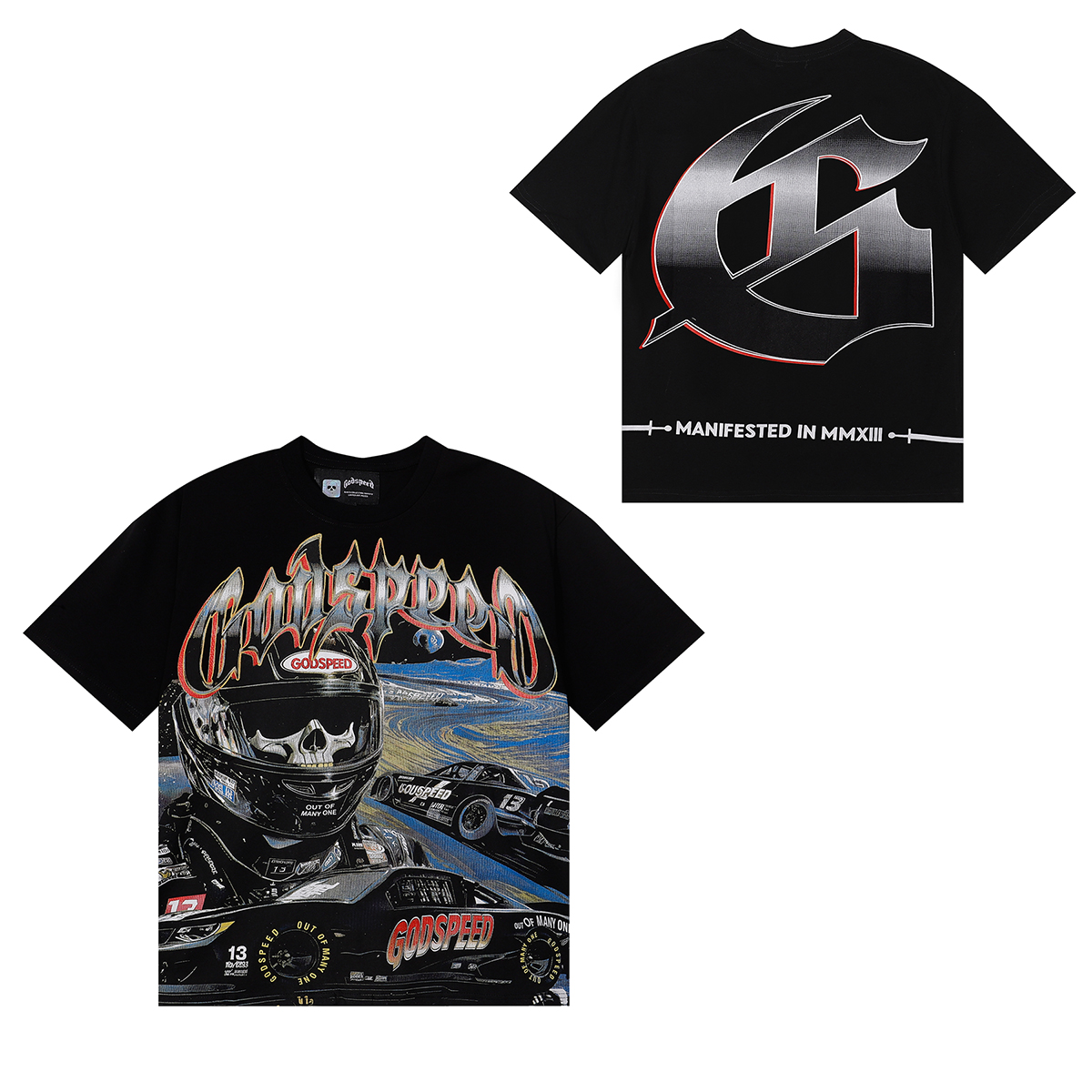 28412250 Skull Race Car Driver Print Tee 3 colors