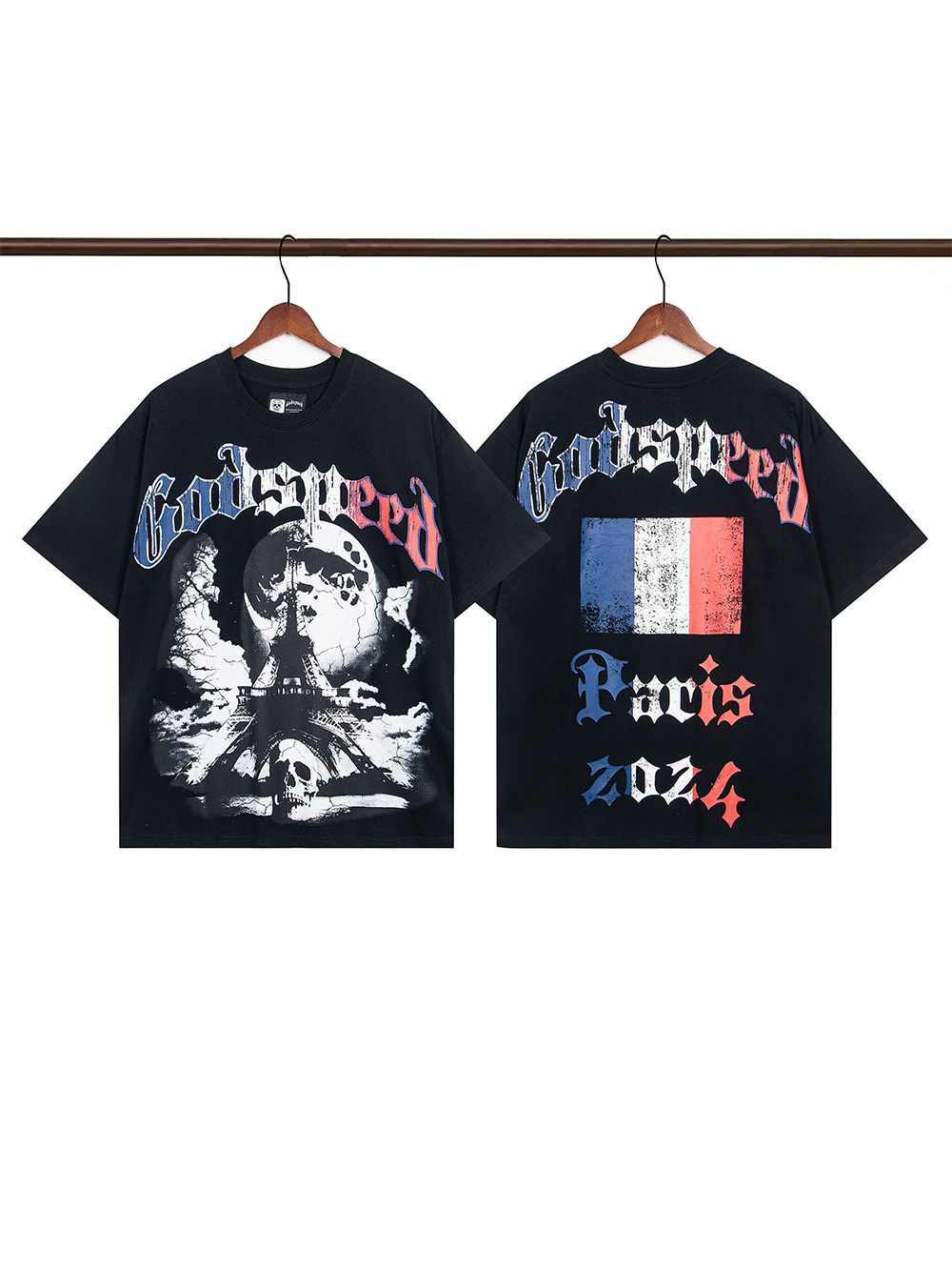 28031549 France Limited Eiffel Tower Gradient Letter Print Tee