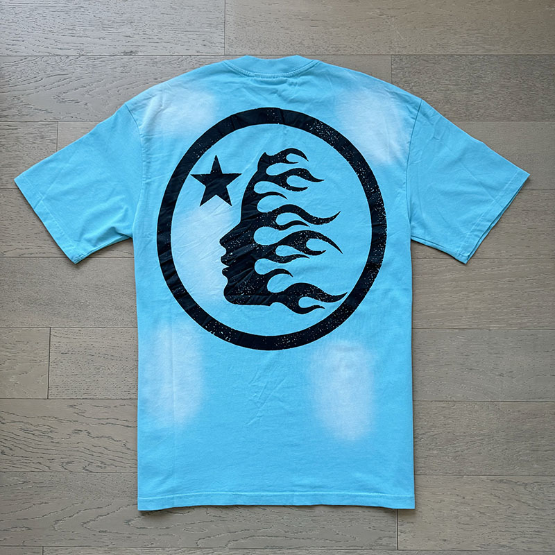 Black and White Logo Washed Blue Tee