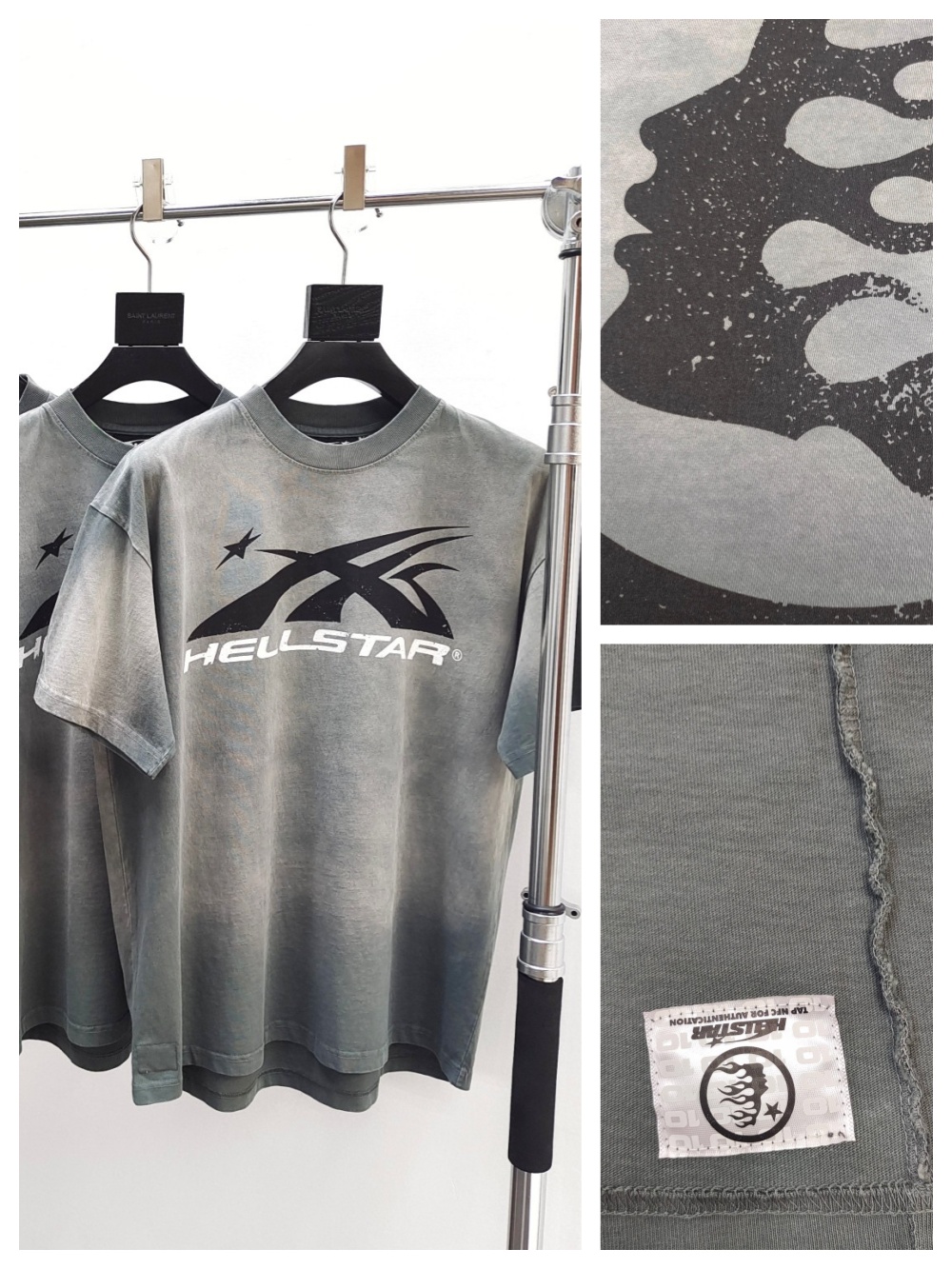 1:1 quality version Mottled Logo Washed Version Tee with NFC tag