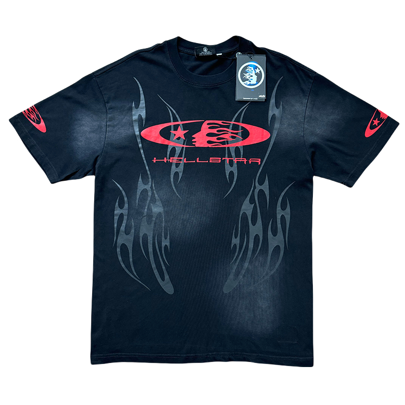 28228126 Dark Flame Red Logo Print Washed Version Tee