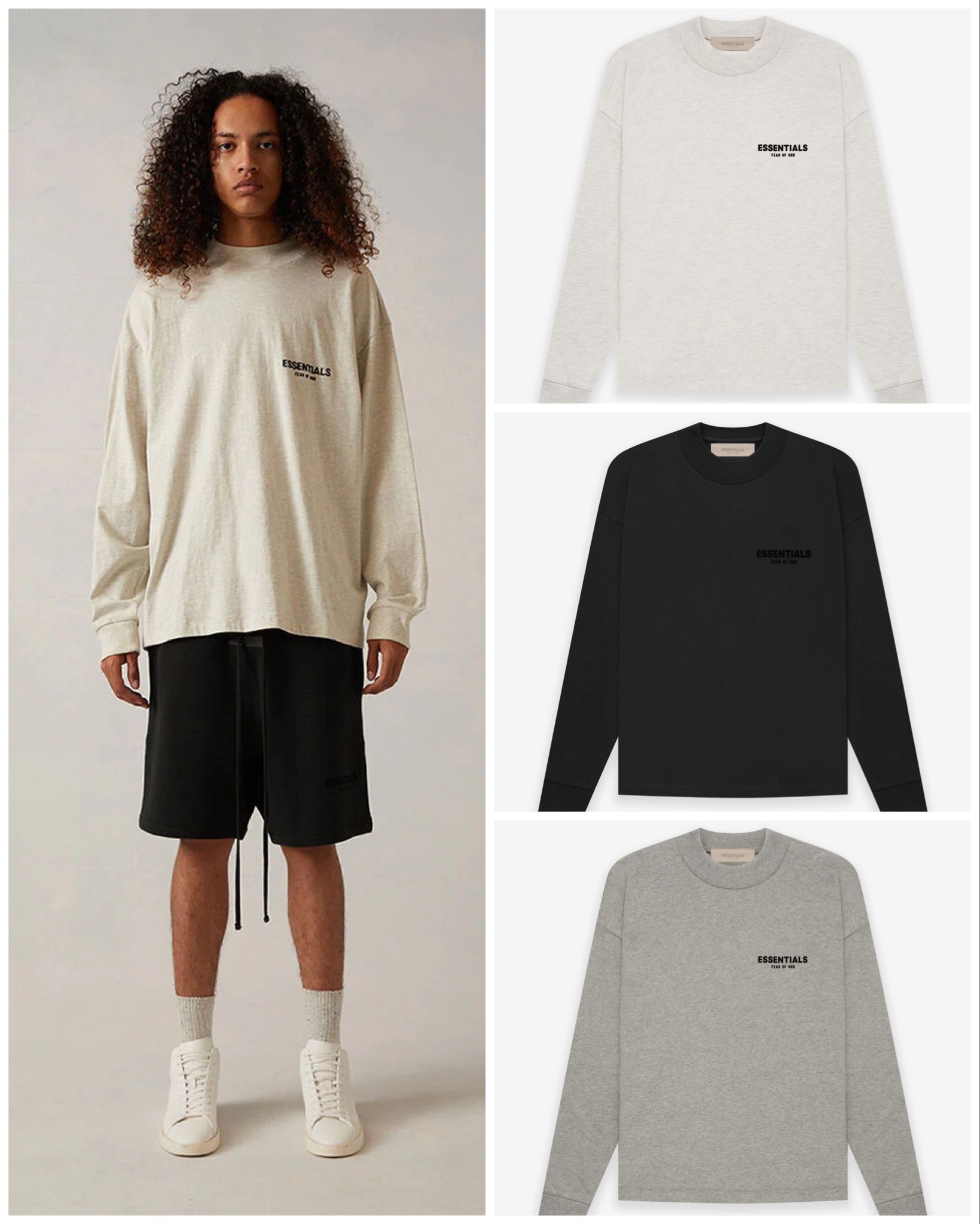 1:1 quality version Black Flocking Letter Print long-sleeve T-shirt