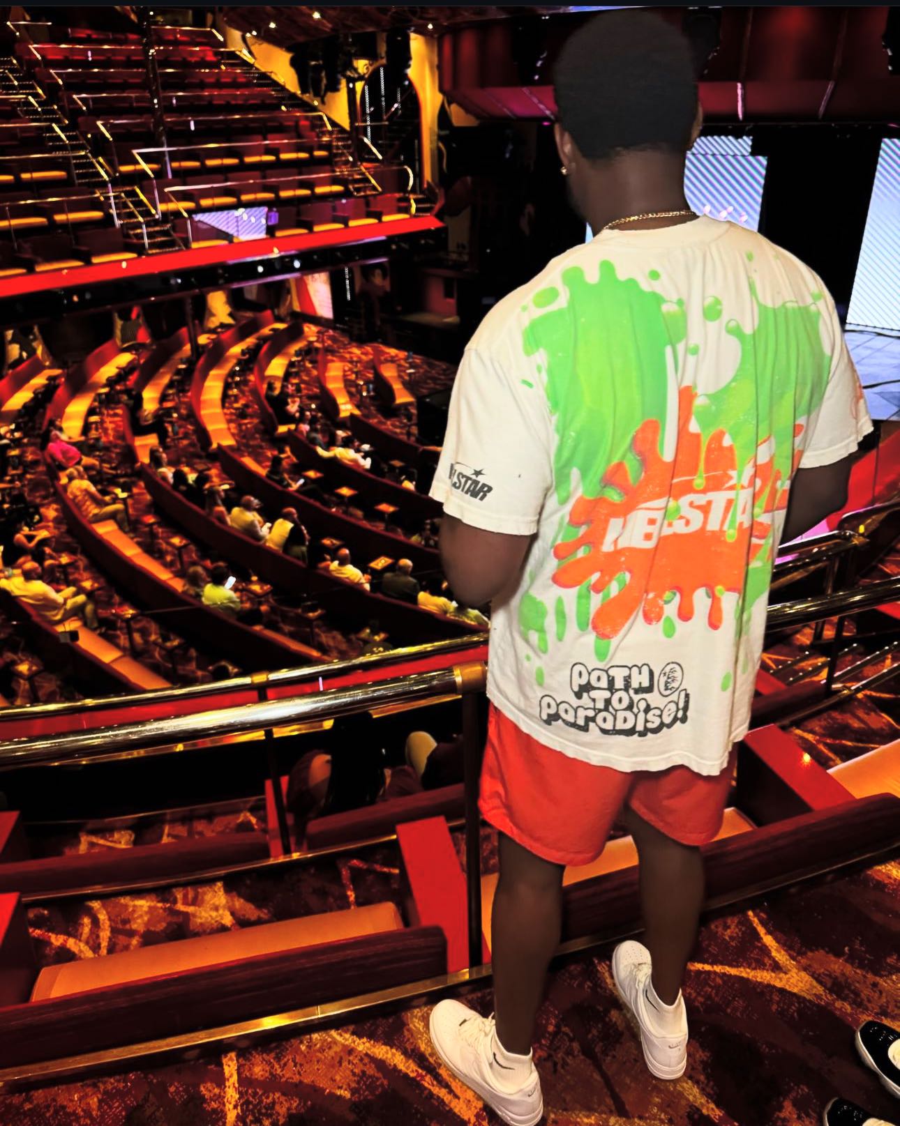 1:1 quality version Large size smiley face back graffiti print Tee