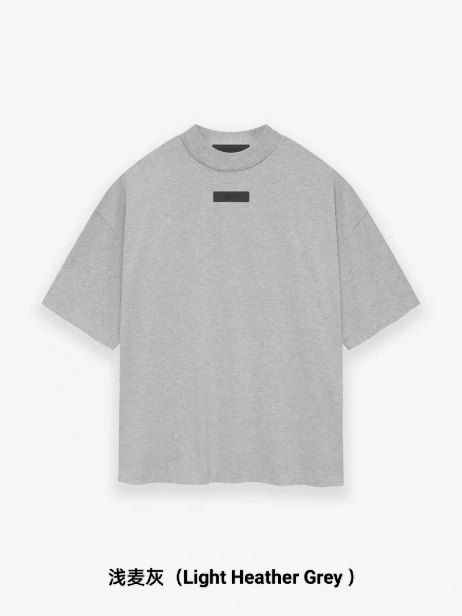 1:1 quality version Three-dimensional rubber label letter LOGO Light Heather Grey Tee & Shorts Set