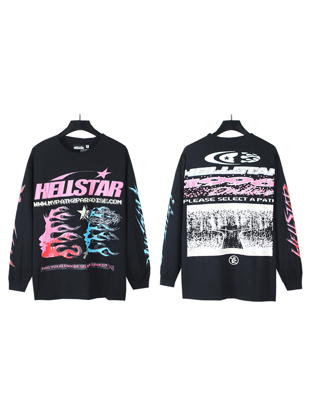 Back Forked Junction Letter Print Long Sleeve T-Shirt