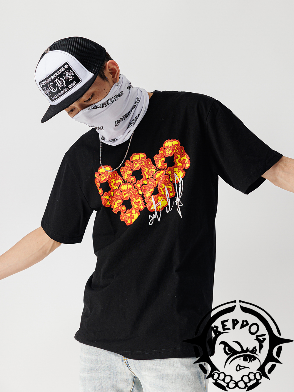 1:1 quality version Offsettears Flame Explosion Flower tee