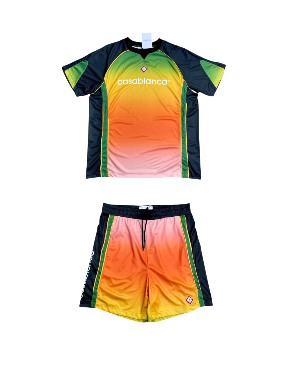 1:1 quality version 28310508 Gradient Colorblock Print Mesh Athletic Tee & Shorts Set 3 colors