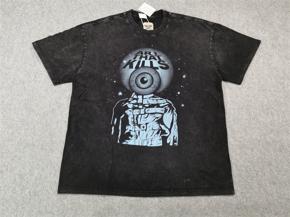 [buy more save more]  Eyeball made vintage print casual tee black curry