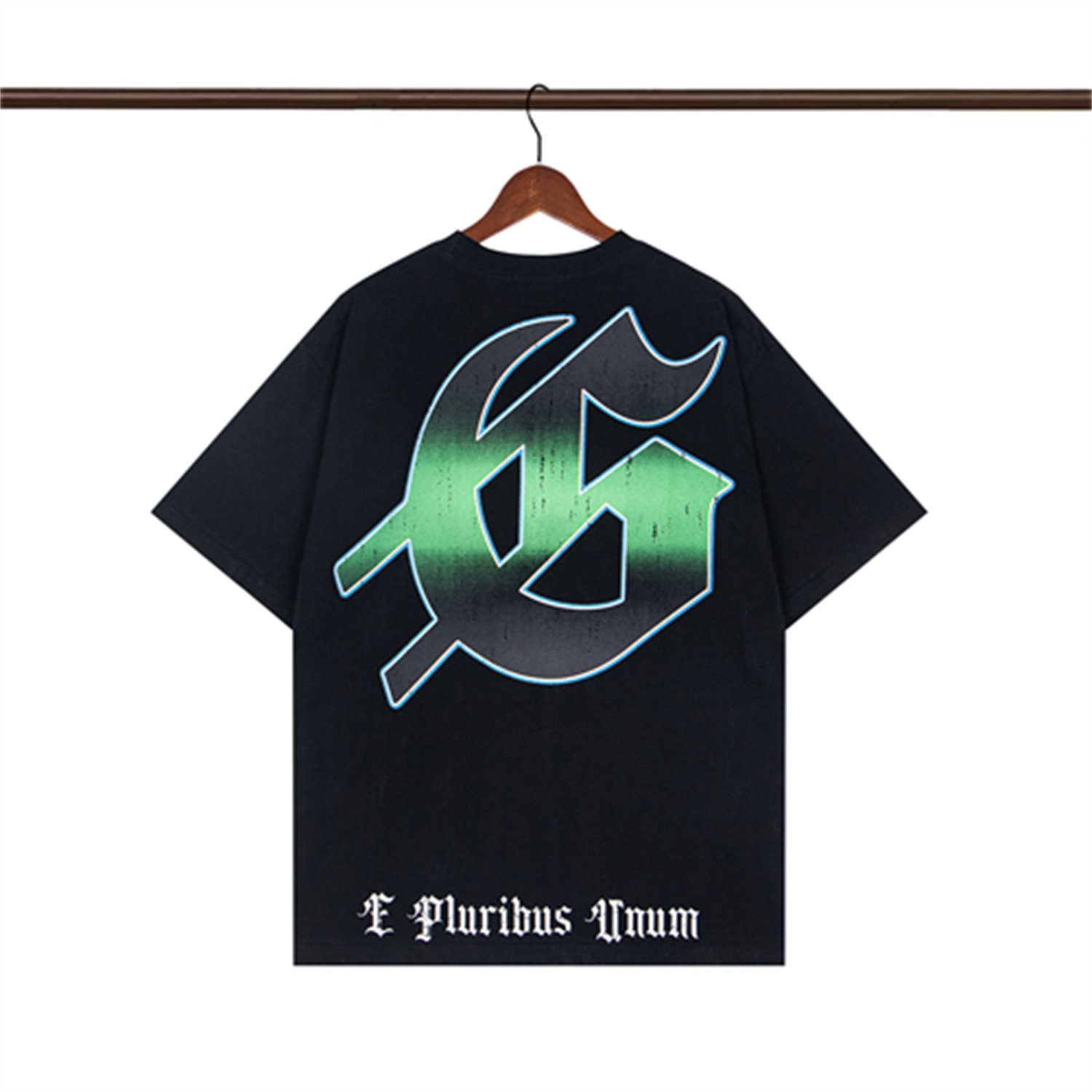 1:1 quality version Gambling Table Skull Green Black Gradient Letter Print Tee