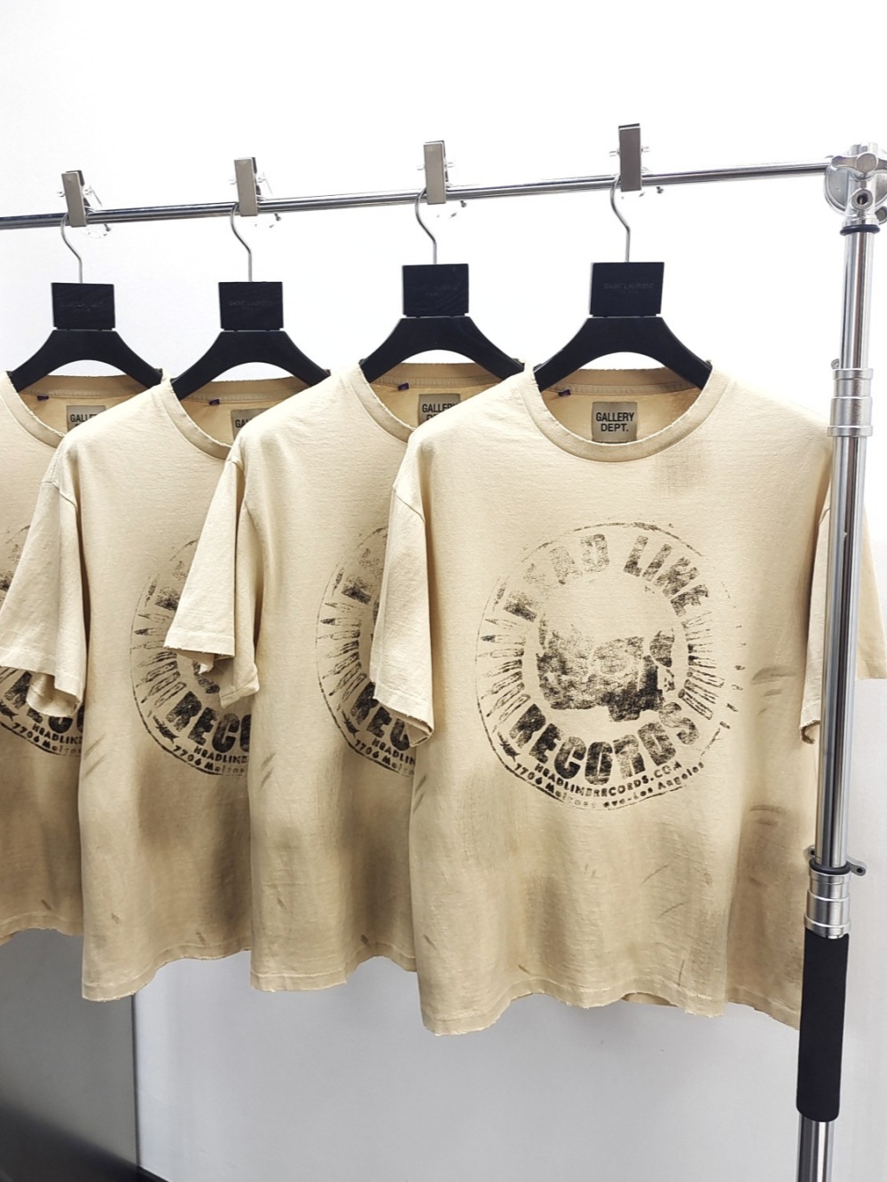 1:1 quality version Title Record Printed Aged Tee