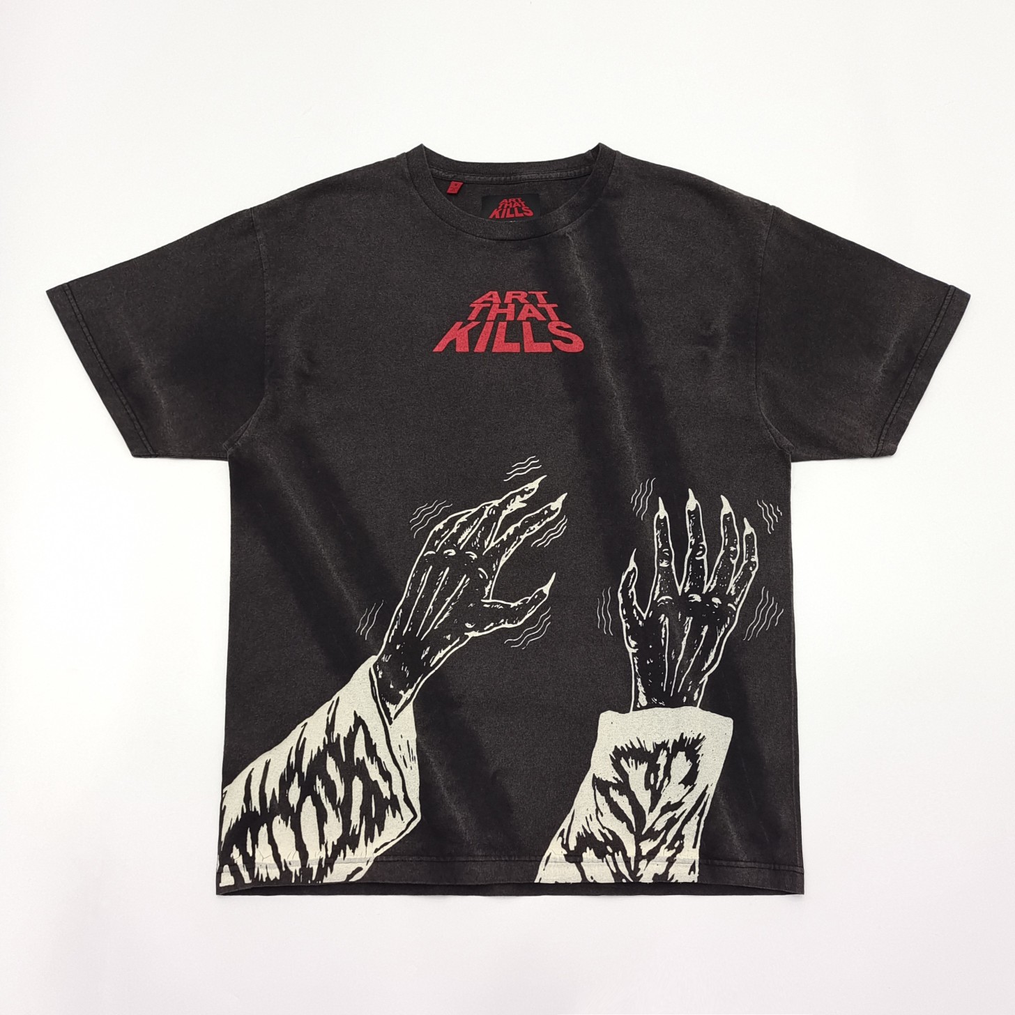 1:1 quality version ART Red Label Letter White Bone Arm Print Tee
