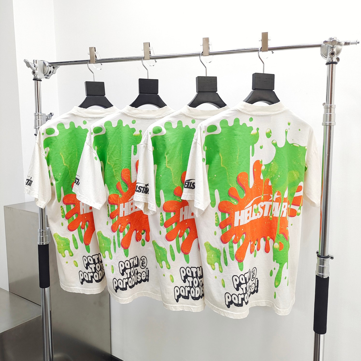 1:1 quality version Large size smiley face back graffiti print Tee