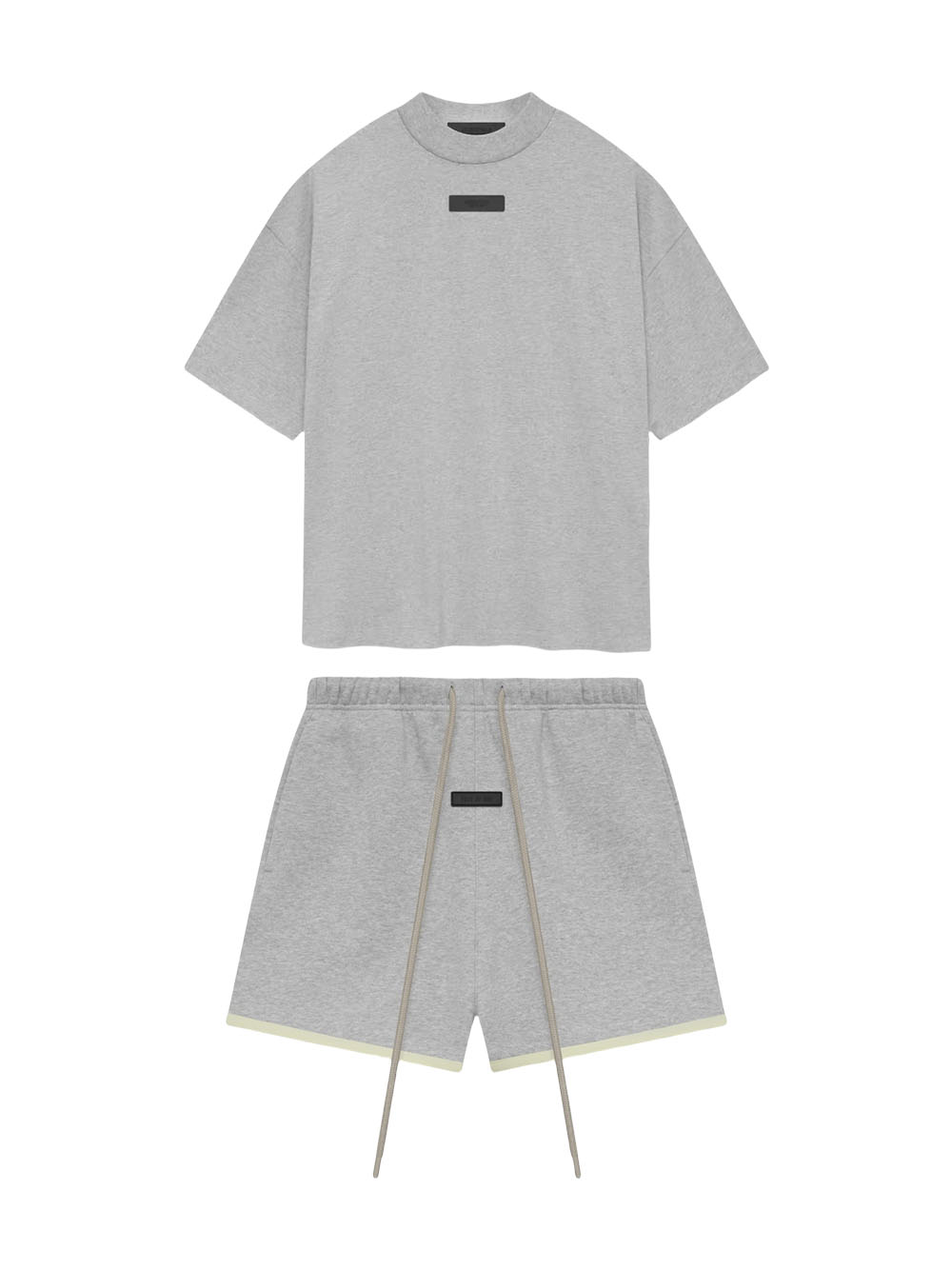 1:1 quality version Three-dimensional rubber label letter LOGO Light Heather Grey Tee & Shorts Set