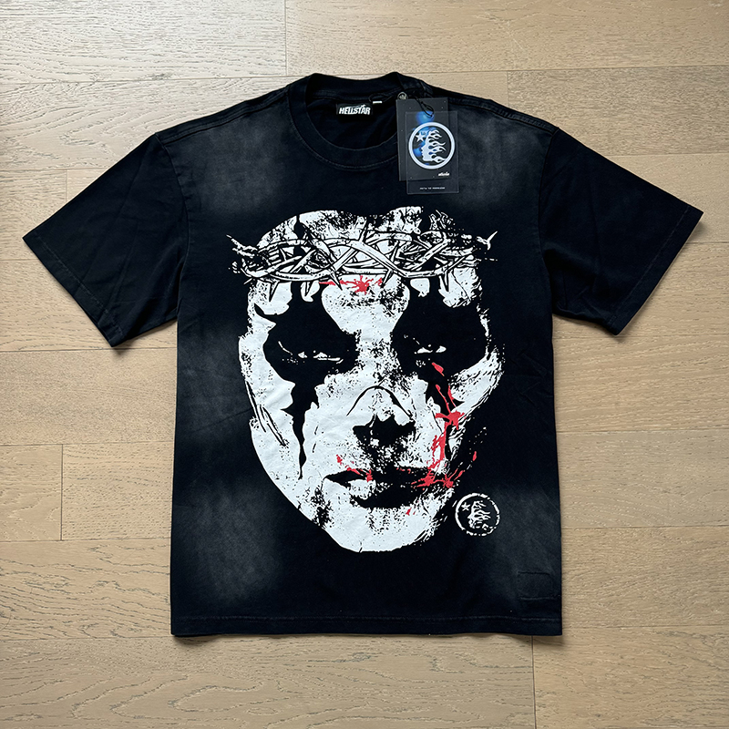 Portrait Printed Back Purple Letter Washed Aged Tee