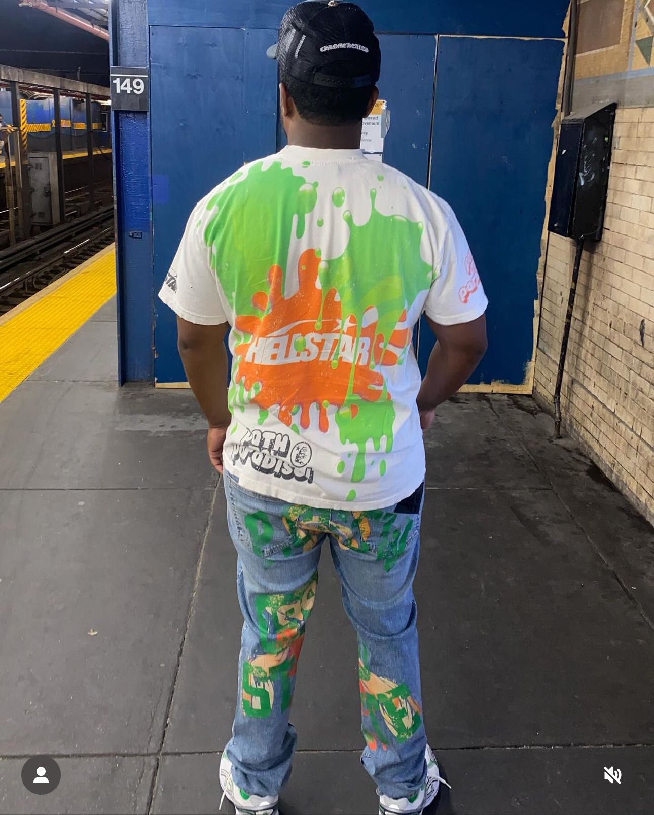 1:1 quality version Large size smiley face back graffiti print Tee