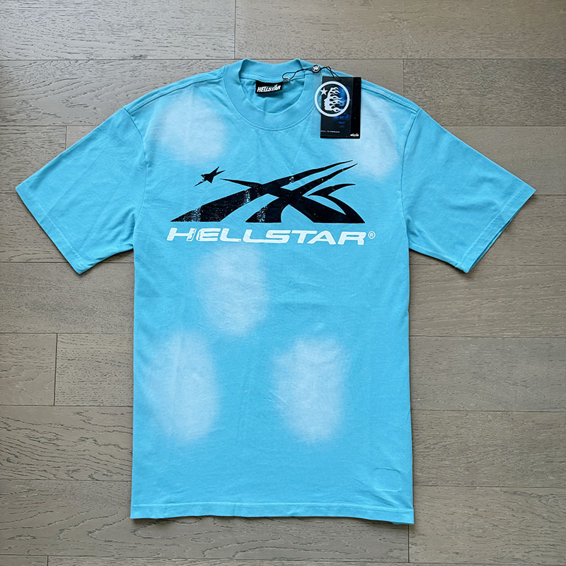 Black and White Logo Washed Blue Tee