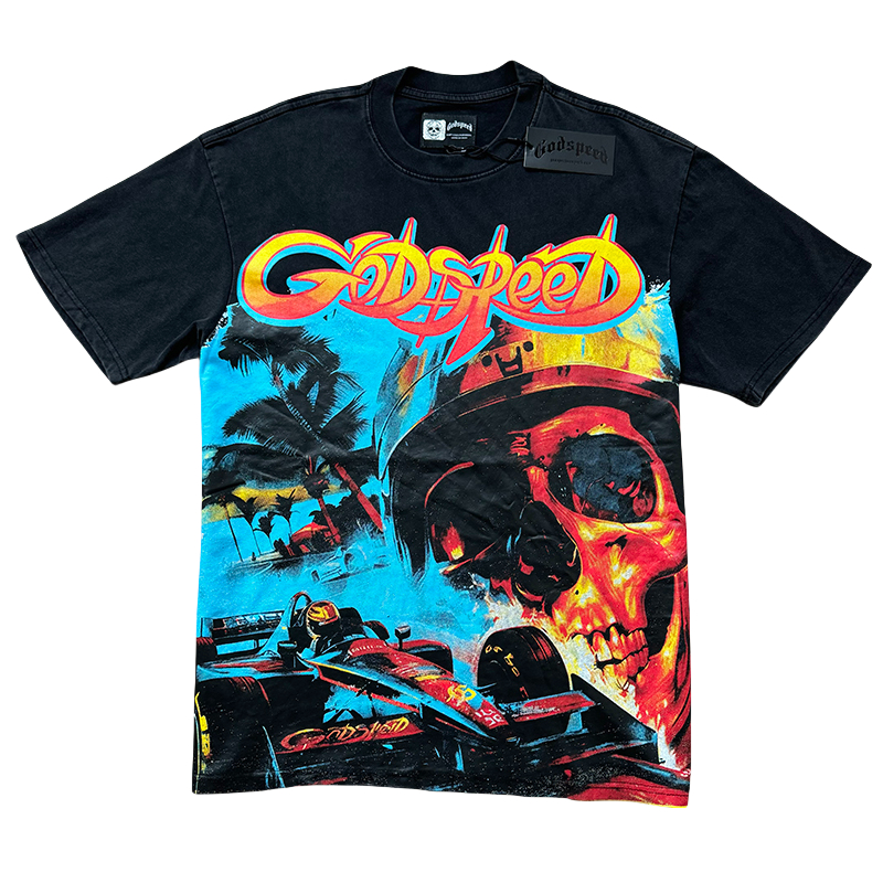 28195219 Racing Skull Coconut Print Washed Version Tee 2 colors
