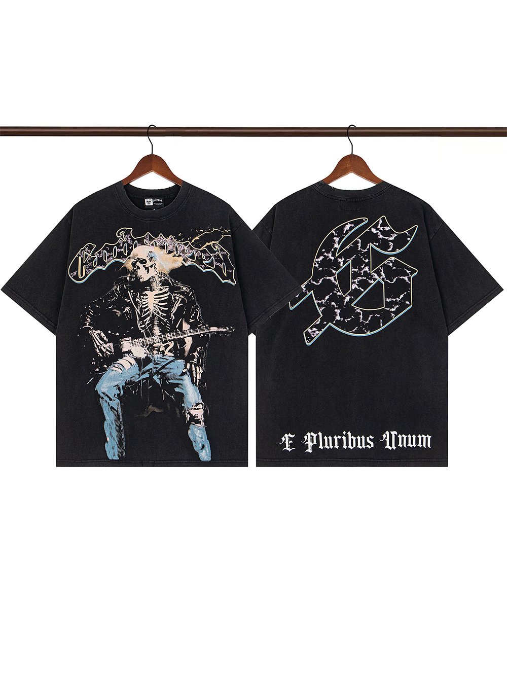 1:1 quality version Band of Skulls Back Stereo Mismatch Large Logo Washed Version Tee