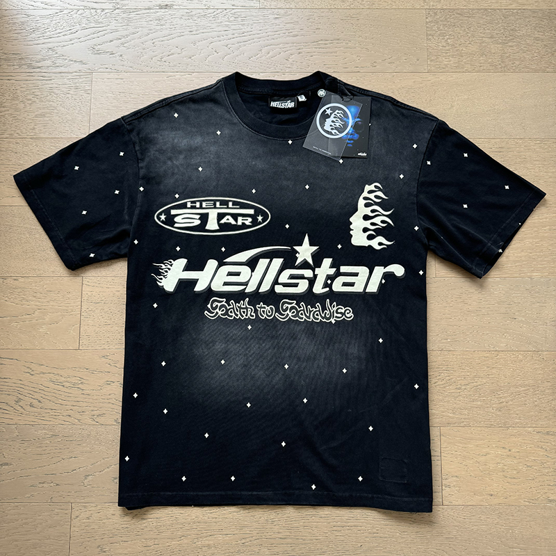 Full Star Logo Print Washed Black Tee
