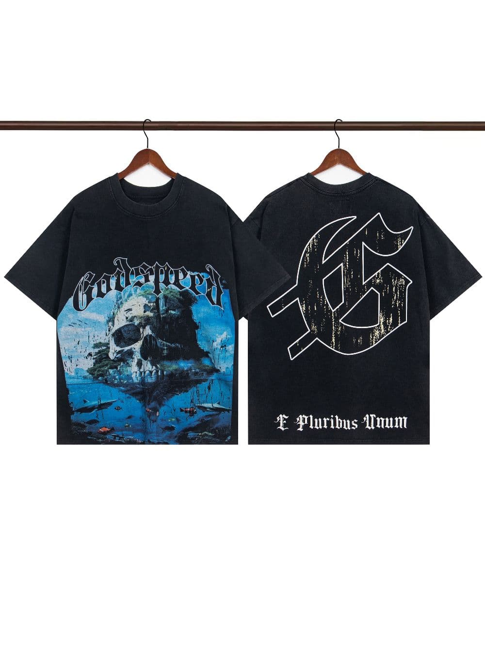 1:1 quality version Skull Island Printed Washed Version Tee