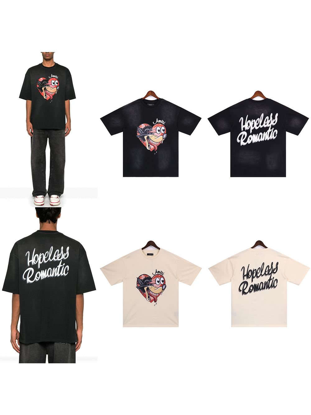 28367340 Wolf Head Logo Print Washed Version tee 2 colors