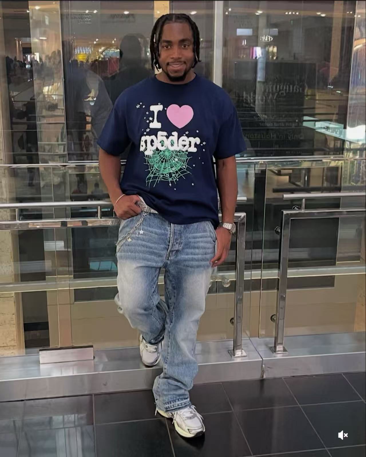 1:1 quality version 27983487 Green Spider Web Heart Print Tee