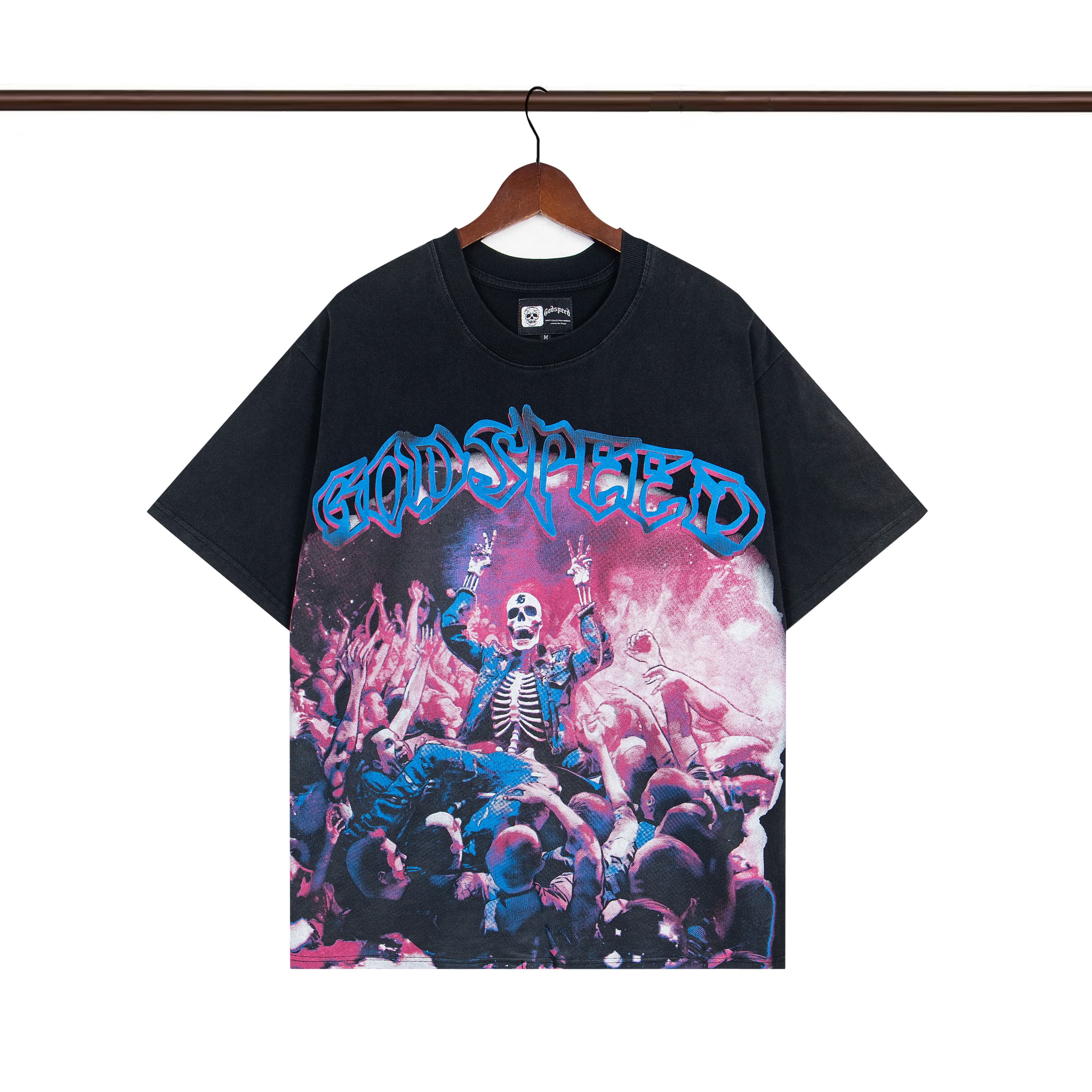 28019975 Skull Cluster Crowd Print Washed Version Tee 2 colors