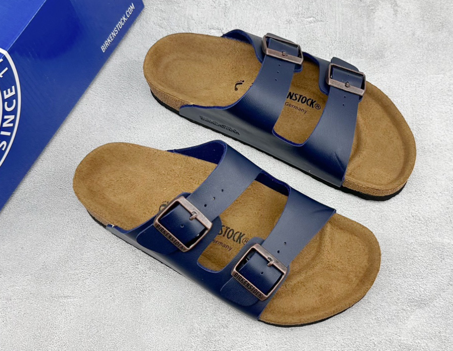 BIRKENSTOCK Classic Comfort Neutral Deep Blue Cork Sole Sandals