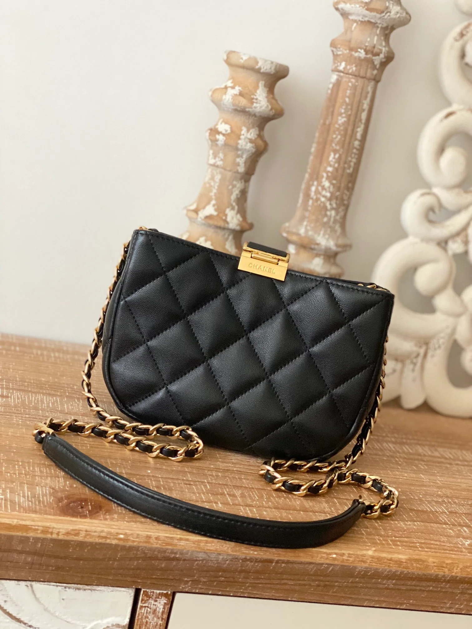 Chanel Small Hobo Bag Gold Hardware Black For Women, Women’s Handbags, Shoulder Bags 7.5in/19cm