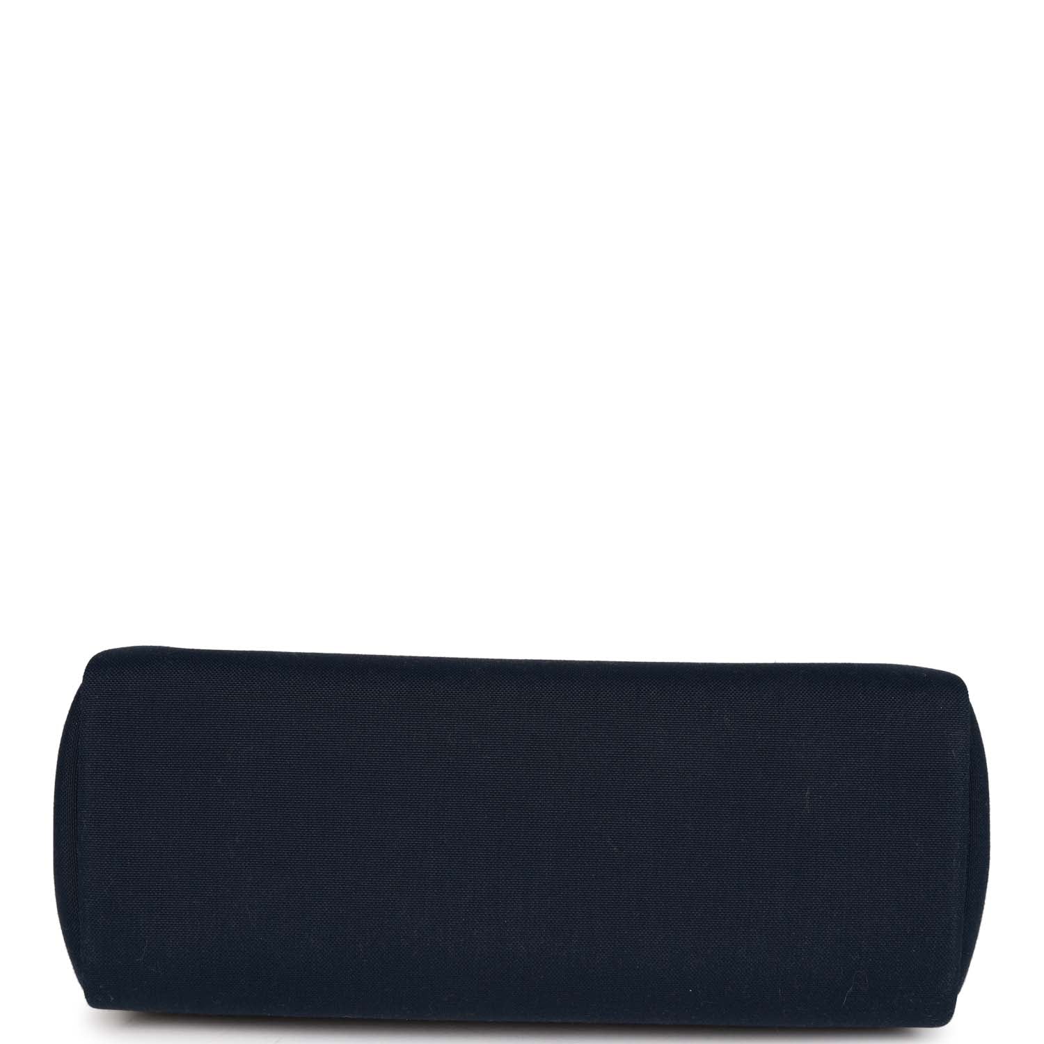 Hermes Herbag 39 Bleu Marine/Bleu Indigo Toile Militaire and Vache Hunter Palladium Hardware