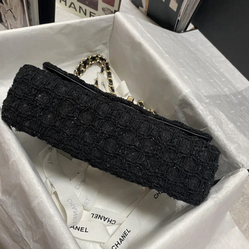 Chanel Class-Flap Bag In Black Tweed 1112