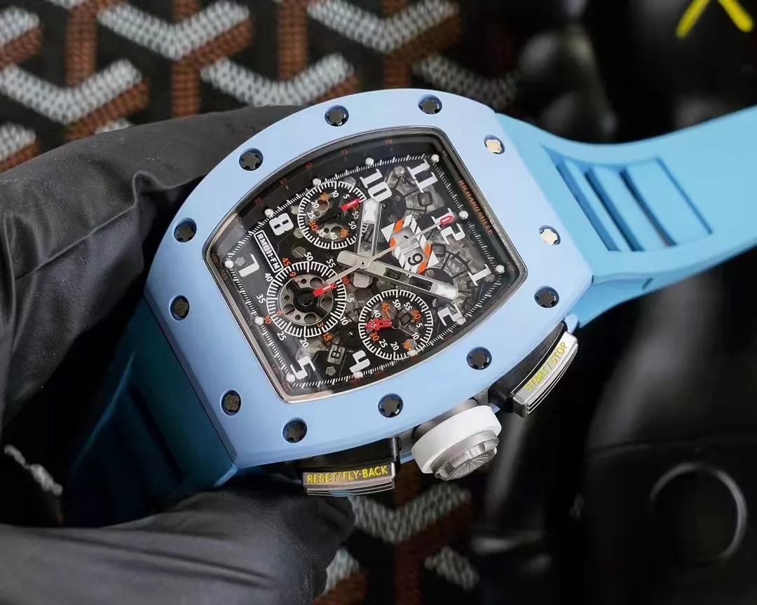 RM 11-03 Skeleton Dial Blue Bezel Blue Rubber Strap KV 7750