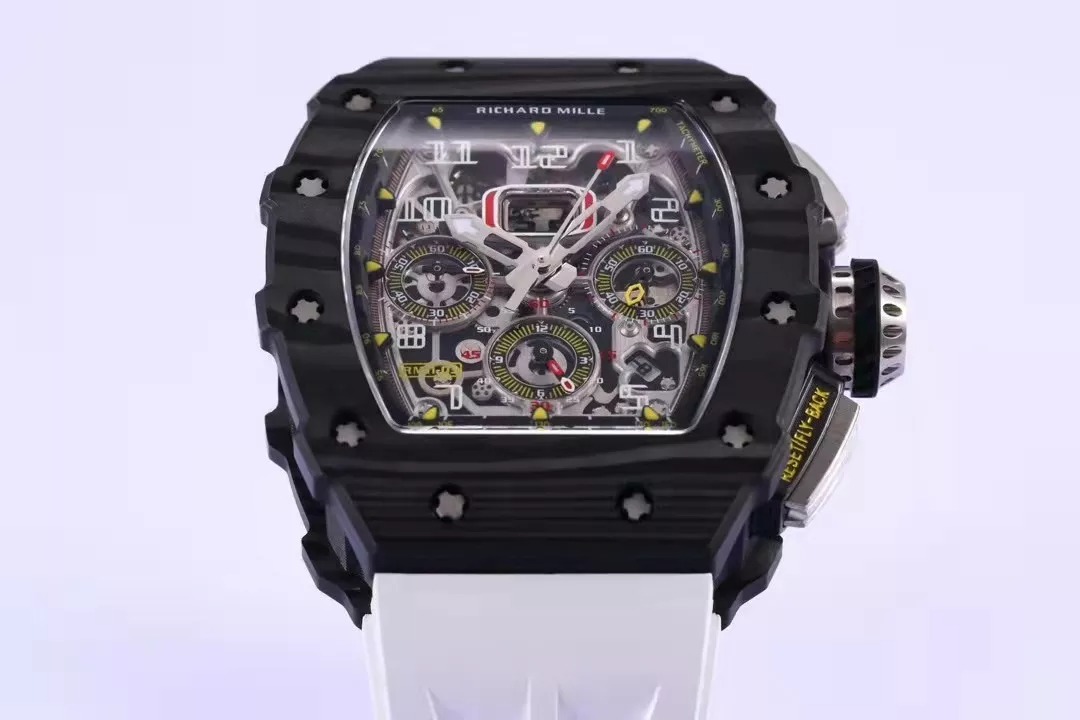 RM 11-03 Skeleton Dial Black Bezel White Rubber Strap KV 7750