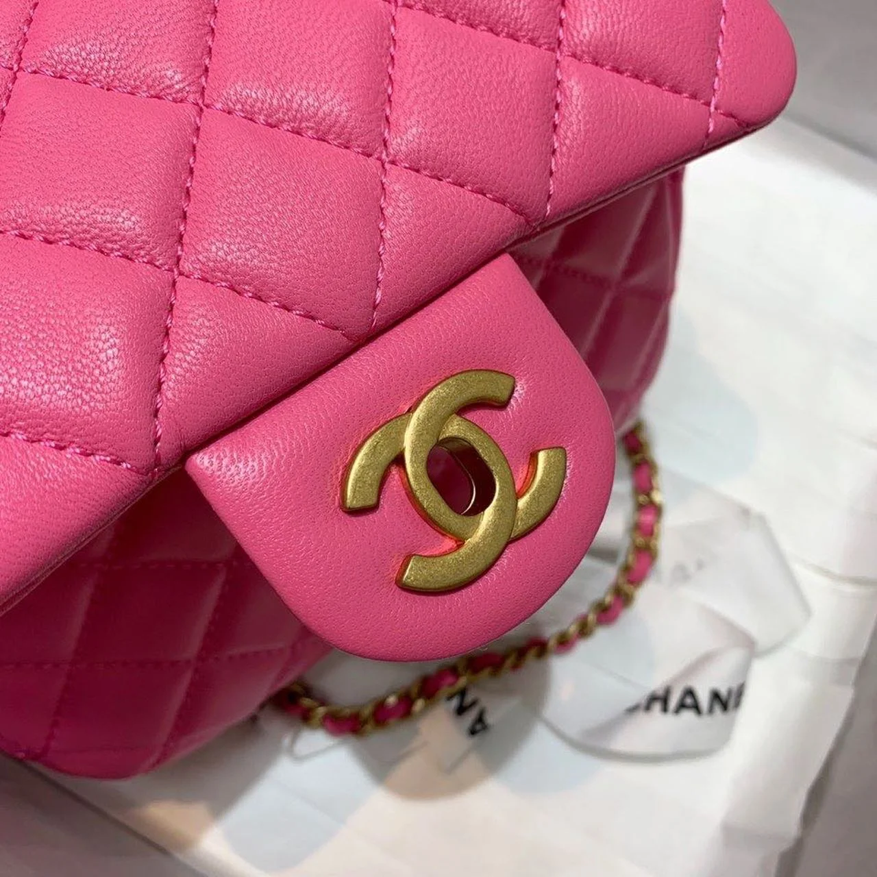 Chanel Mini Flap Bag With CC Ball On Strap Pink For Women, Women’s Handbags, Shoulder And Crossbody Bags 6.7in/17cm AS1786