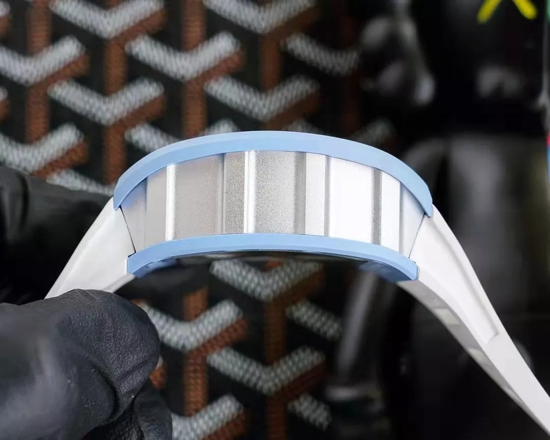 RM 11-03 Skeleton Dial Blue Bezel White Rubber Strap ZY 7750