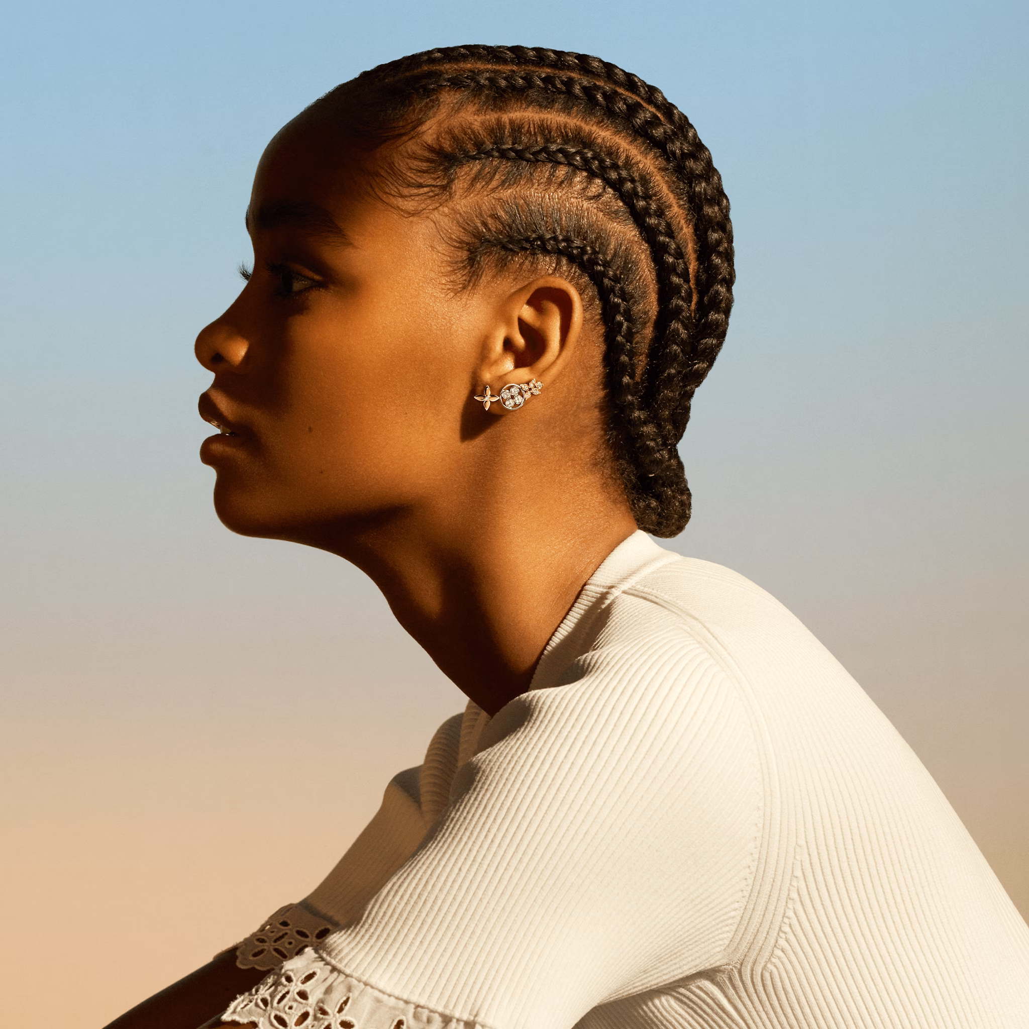 Idylle Blossom Tri-Colour Gold and Diamond Long Earrings