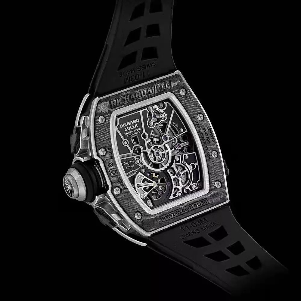 RM 62-01 Tourbillon Vibrating Alarm ACJ Black Bezel Black Rubber Strap RM62-01