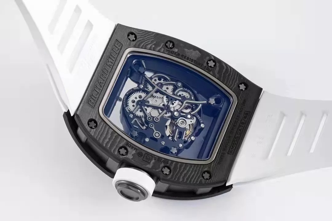 RM055 Skeleton White Dial Black Bezel White Rubber Strap ZF RMUL2