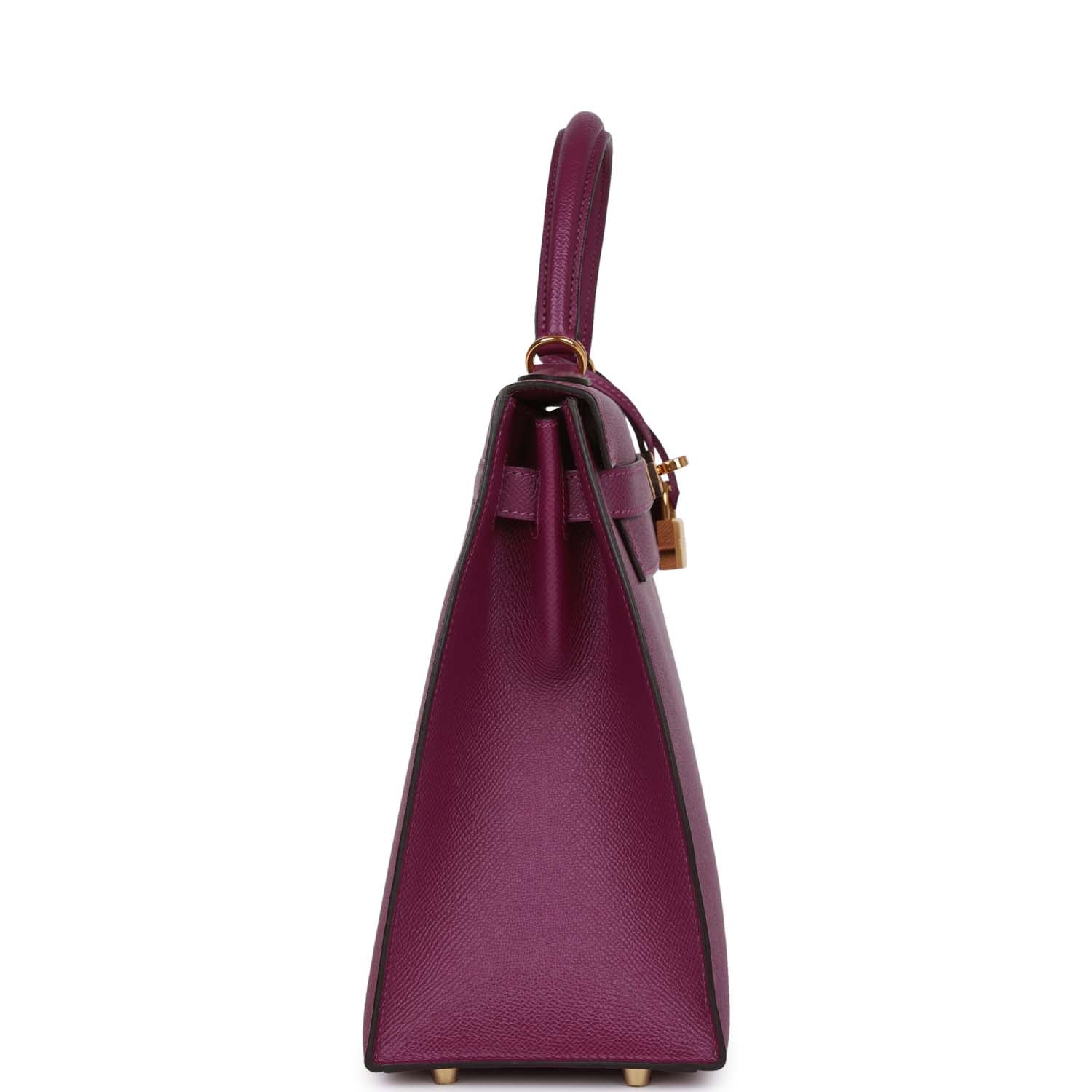 Pre-owned Hermes Kelly Sellier 32 Anemone Epsom Gold Hardware